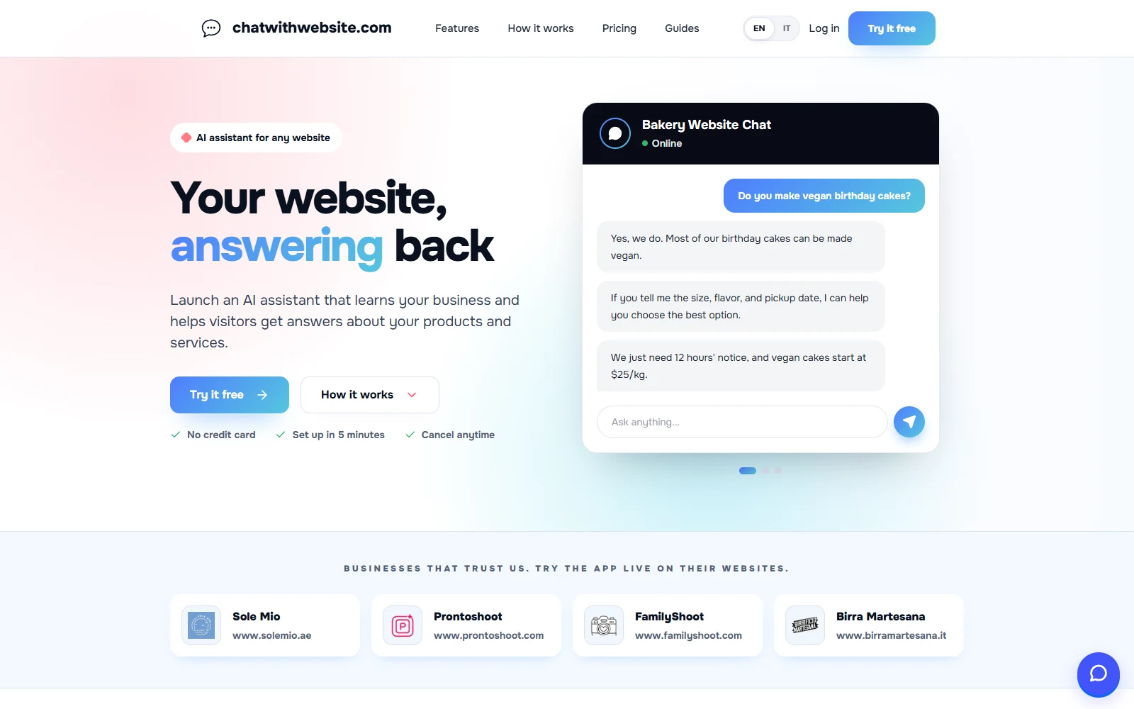 ChatWithWebsite application preview