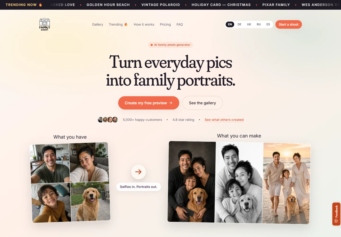 FamilyShoot application preview